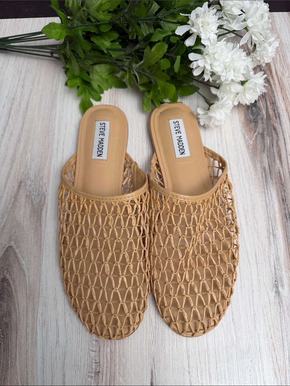STEVE MADDEN Mountain Woven Slide Mule - Tan